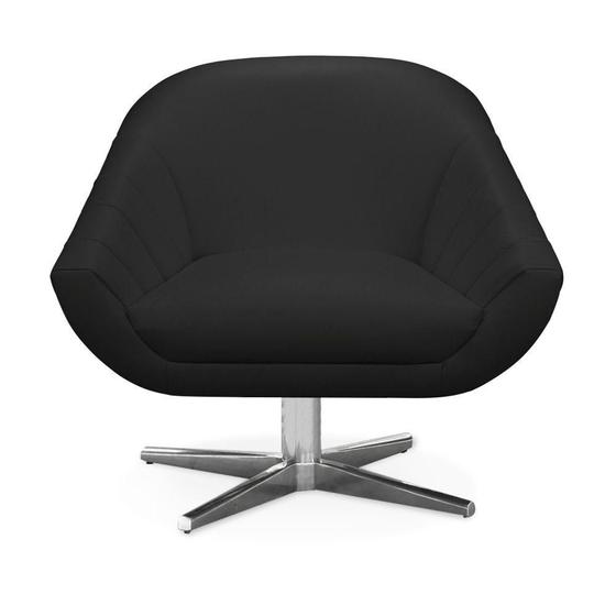 Imagem de Kit 02 Poltronas Giratória Giovana material sintético Preto Base Cromada