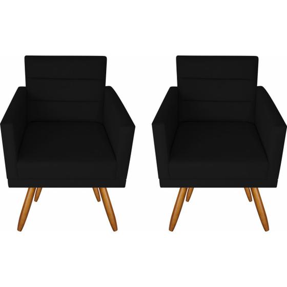 Imagem de Kit 02 Poltronas Luxo Decorativas Nina Suede Preto