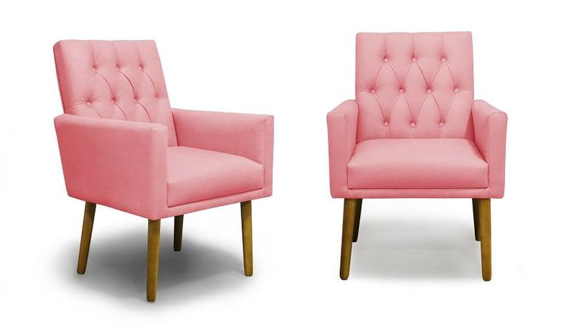 Imagem de Kit 02 Poltronas Nina Retro Suede Rosa - Meu Lar Decorações