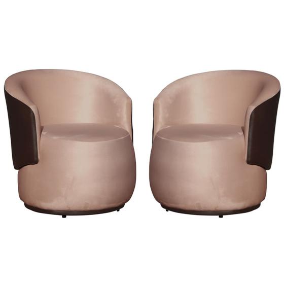 Imagem de Kit 02 Poltronas Orgânica Design Confortável Beatriz Tecido Veludo Com Composê em material sintético Marrom - Estopar