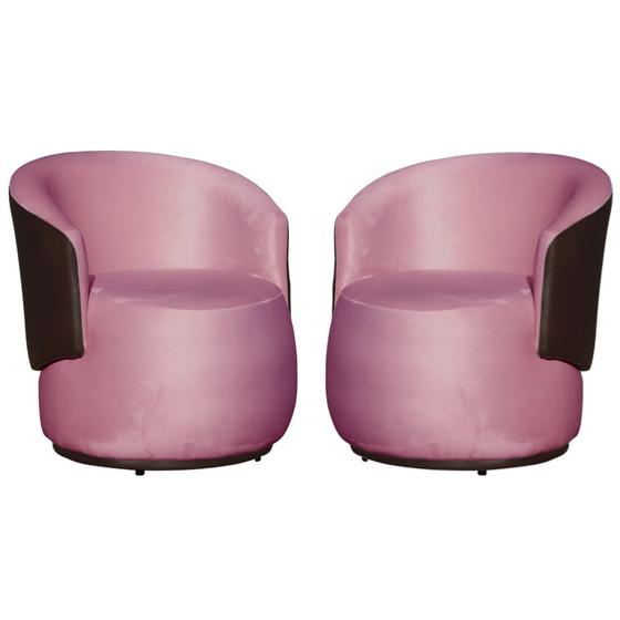 Imagem de Kit 02 Poltronas Orgânica Design Confortável Beatriz Tecido Veludo Com Composê em material sintético Marrom - Estopar