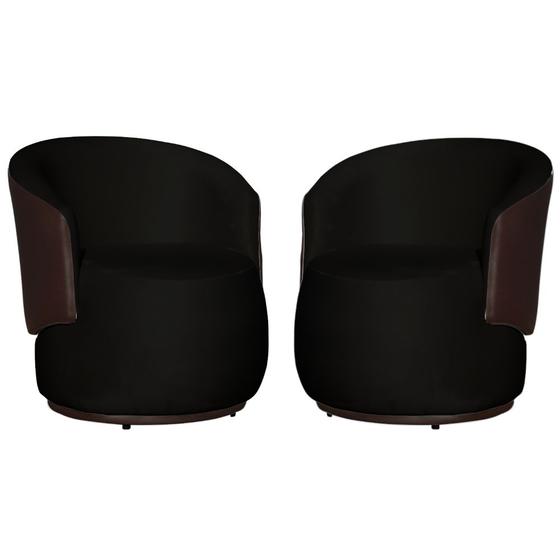 Imagem de Kit 02 Poltronas Orgânico Design Confortável Beatriz Tecido Veludo Com Composê em material sintético Marrom