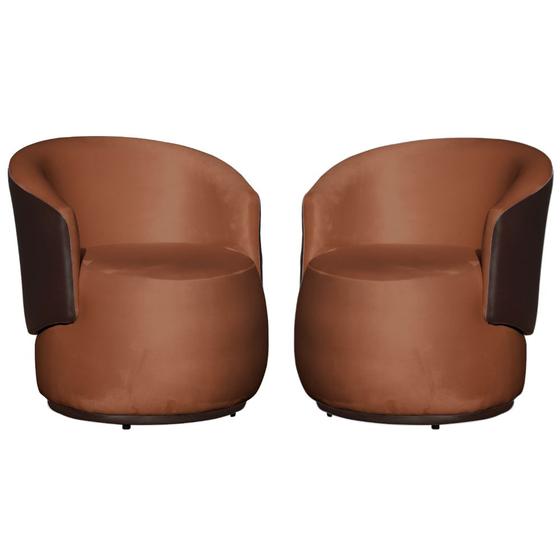 Kit 02 Poltronas Orgânico Design Confortável Beatriz Tecido Veludo Com Composê em material sintético Marrom - Estopar Imagem de Kit 02 Poltronas Orgânico Design Confortável Beatriz Tecido Veludo Com Composê em material sintético Marrom
