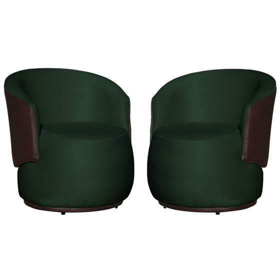 Imagem de Kit 02 Poltronas Orgânico Design Confortável Beatriz Tecido Veludo Com Composê em material sintético Marrom