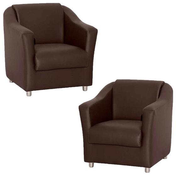 Imagem de Kit 02 Poltronas Para Decoração Recepção Clinica Consultório Sala de Espera Bia - Jm interiores Cor: Suede Marrom