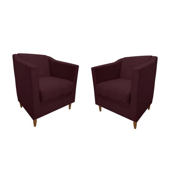 Imagem de Kit 02 Poltronas Titânio Suede Bordô