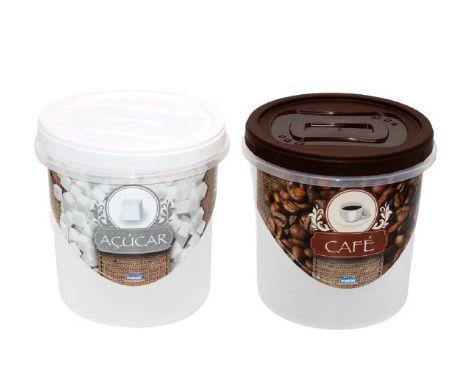 Kit 02 Potes Café e Açúcar 1,8 Litros - PLASUTIL - Pote - Magazine Luiza