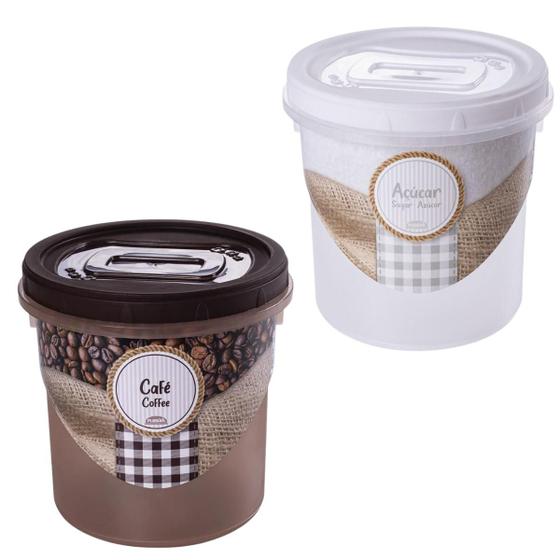 Imagem de Kit 02 Potes Café e Açúcar 1,8 Litros