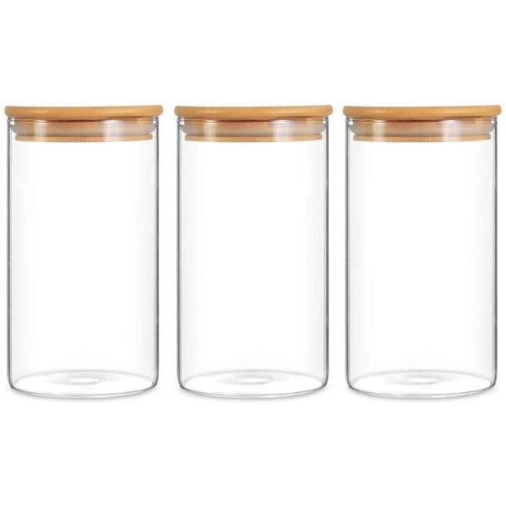 Imagem de Kit 02 Potes De Mantimentos Redondo 410 ml Hermético Com Tampa Bambu
