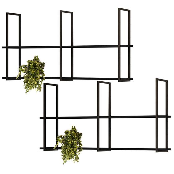 Imagem de Kit 02 Prateleiras Decorativas Industrial Multiuso 135cm Design D01 Preto - Lyam Decor