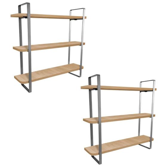 Imagem de Kit 02 Prateleiras Triplas Hone Modelo Industrial 60x15cm