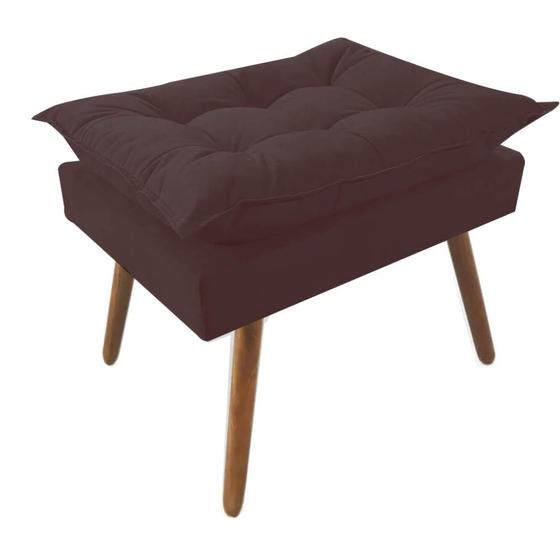 Imagem de Kit 02 Puff Opala decorativo  Pés em Madeira Sala de Estar Recepção Consultório material sintético Marrom - KDAcanto Móveis