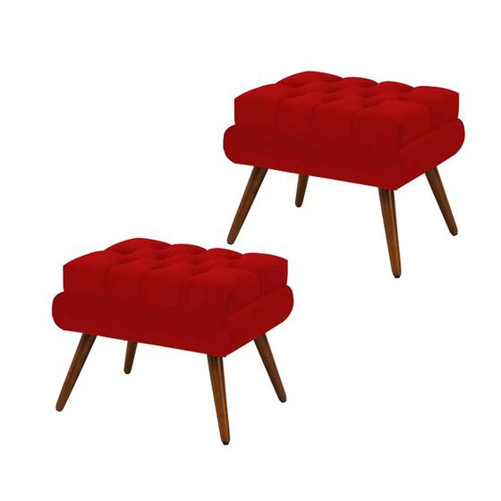 Imagem de Kit 02 Puffs Decorativo Dora Suede Vermelho - SA Móveis