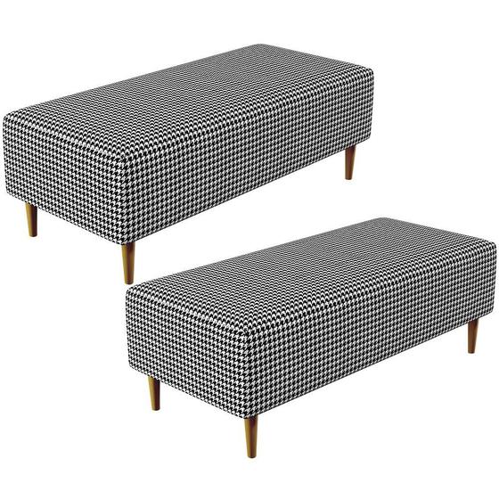 Imagem de Kit 02 Puffs Decorativo Sala de Estar Bali W01 Pés Palito 120x50cm Pied Poule - Lyam Decor