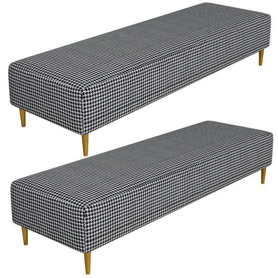 Imagem de Kit 02 Puffs Decorativo Sala de Estar Bali W01 Pés Palito 170x60cm Pied Poule - Lyam Decor