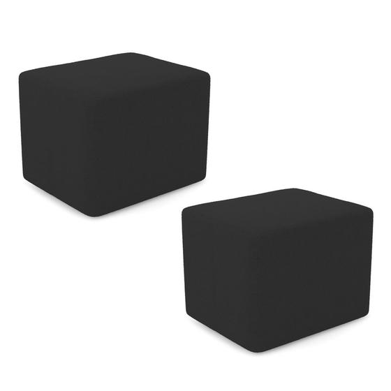 Imagem de Kit 02 Puffs Decorativos Living Yumi Retangular 60cm Bouclê Preto - Desk Design