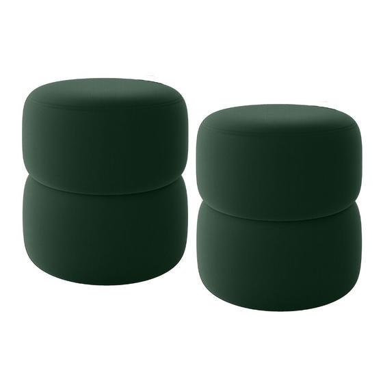 Imagem de Kit 02 Puffs Decorativos Orgânico Living Yaris Veludo Verde - Desk Design