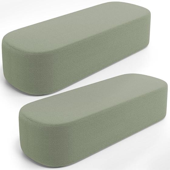 Imagem de Kit 02 Puffs Decorativos Orgânicos Para Living Quarto 140cm Doha W01 Bouclê Oliva - Lyam Decor