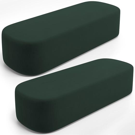 Imagem de Kit 02 Puffs Decorativos Orgânicos Para Living Quarto 140cm Doha W01 Suede Verde Musgo - Lyam Decor