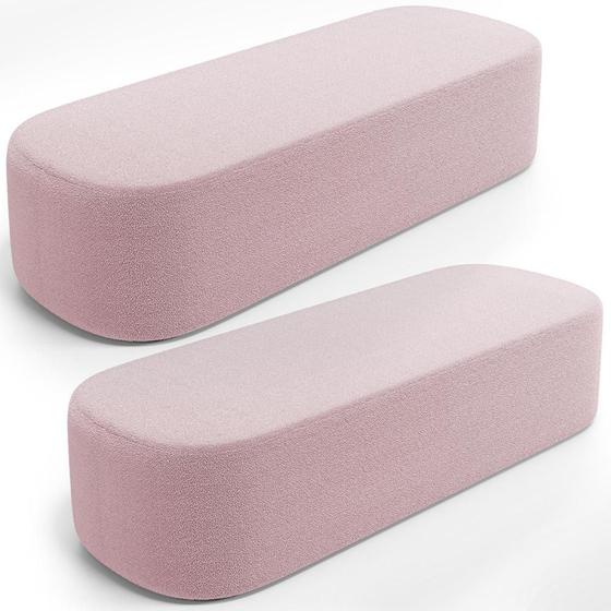 Imagem de Kit 02 Puffs Decorativos Orgânicos Para Living Quarto 195cm Doha W01 Bouclê Rose - Lyam Decor