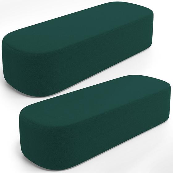 Imagem de Kit 02 Puffs Decorativos Orgânicos Para Living Quarto 195cm Doha W01 Bouclê Verde - Lyam Decor