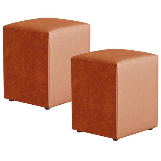 Imagem de Kit 02 Puffs Quadrado L02 Decorativo Material Sintético Camel - Lyam Decor