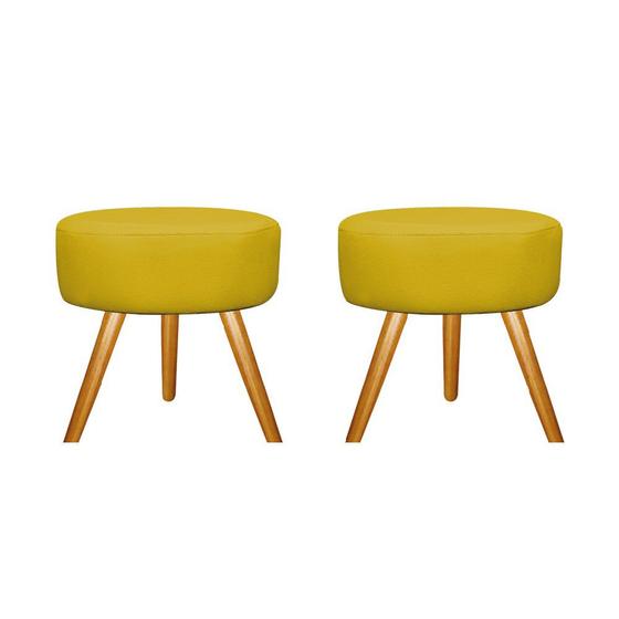 Imagem de Kit 02 Puffs Sofia Palito Mel Suede Amarelo - ADJ Decor