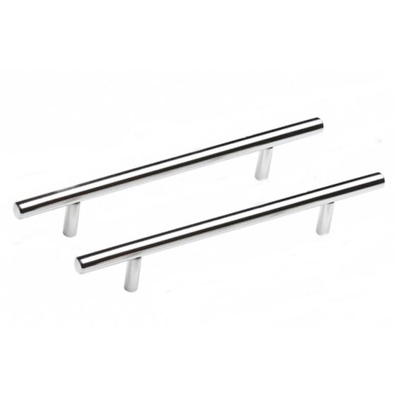 Imagem de Kit 02 Puxadores Haste Inox Redondo Escovado 224mm Gavetas