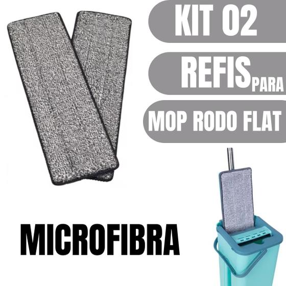 Imagem de Kit 02 Refil Para Mop Rodo Flat Esfregão Microfibra