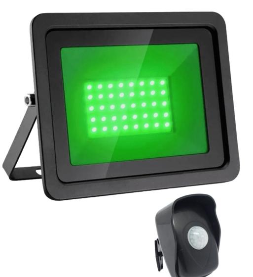Imagem de Kit 02 Refletor LED 50w Luz Verde e Sensor de Presença Multi