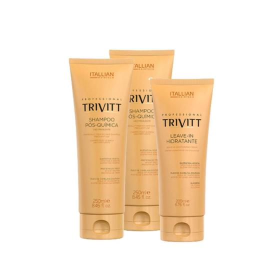 Kit 02 Shampoo Pós Química 250ml + Leave-in Hidratante 200ml Trivitt Menor preço em Kit 02 Shampoo Pós Química 250ml + Leave-in Hidratante 200ml Trivitt