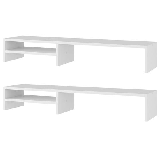 Imagem de Kit 02 Suportes Stand Base Para Monitor Soft Elevado 95cm em MDF com 01 Prateleira - Desk Design