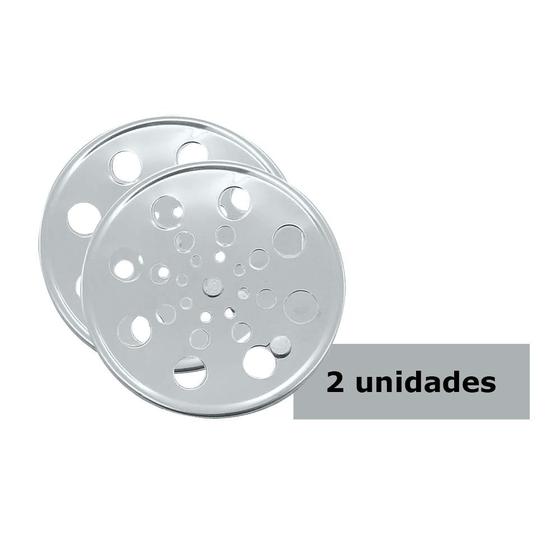 Imagem de Kit 02 Tampa Ralo Grelha Inox Redonda 15cm X 15cm C Fecho