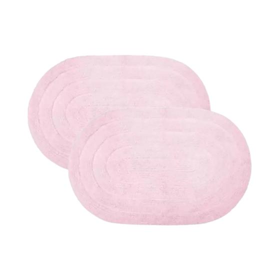 Imagem de Kit 02 Tapete Para Banheiro Oval 40x60cm 100% Algodão Allegro