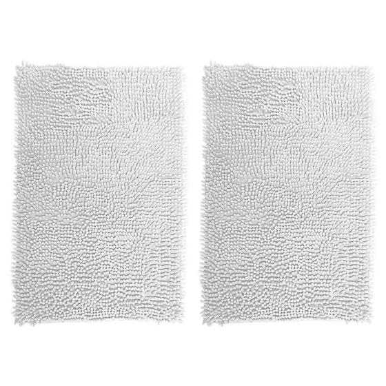Imagem de Kit 02 Tapete para Banheiro Popcorn Bolinhas Antiderrapante Microfibra Branco 40x60cm