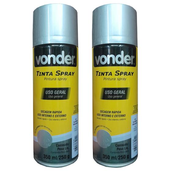 Imagem de Kit 02 tinta spray aluminio brilhante 350ml vonder