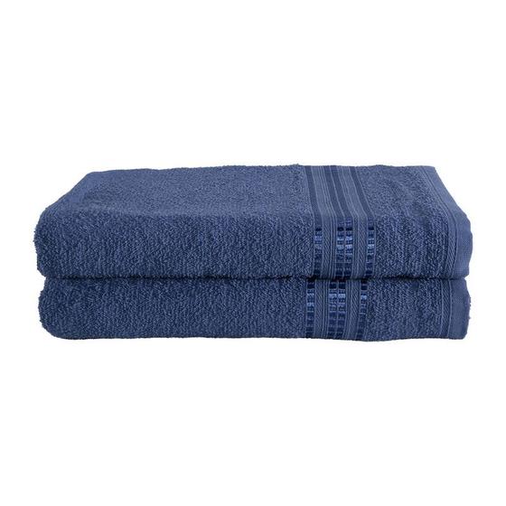 Imagem de Kit 02 Toalhas de Banho Felpuda 100% Algodao Hipoalergenica  Linea AZUL JEANS