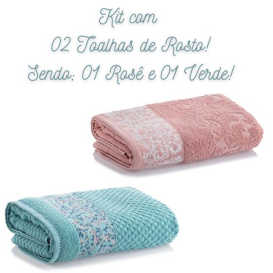 Imagem de Kit 02 Toalhas de Rosto Super Macia de Algodão 450 Gr