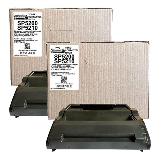 Imagem de Kit 02 Toner SP5200 compatível para impressora Ricoh SP5200S 25k