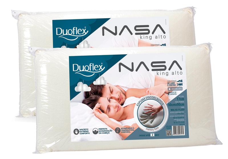 Kit 02 Travesseiros Nasa King Luxo Alto Menor preço em Kit 02 Travesseiros Nasa King Luxo Alto