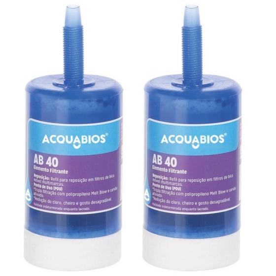 Imagem de KIT 02 UN Refil AB 40 Acquabios Multiuso Universal Rosca Curta Granular Carbon Para Bica Move