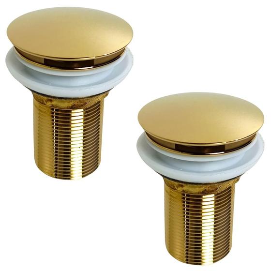 Imagem de kIT 02 Válvula Ralo Click 1.1/4 Metal P/ Pia e Cuba Dourada