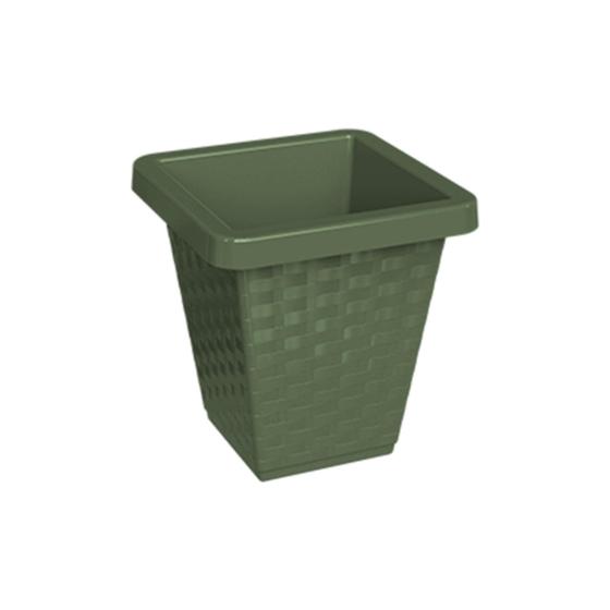 Imagem de Kit 02 Vasos Rattan Quadrado 41 Litros Vaso Reforçado Para Flores Jardim Decoração