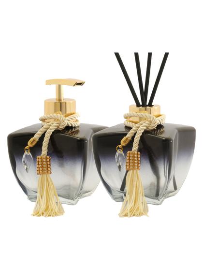Imagem de Kit 02 Vidros Estrela Degrade Preto 280ml Sabonete e Difusor Aromatizador Luxo