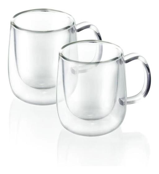 Imagem de Kit 02 Xicaras De Vidro Café Expresso Parede Dupla 80ml
