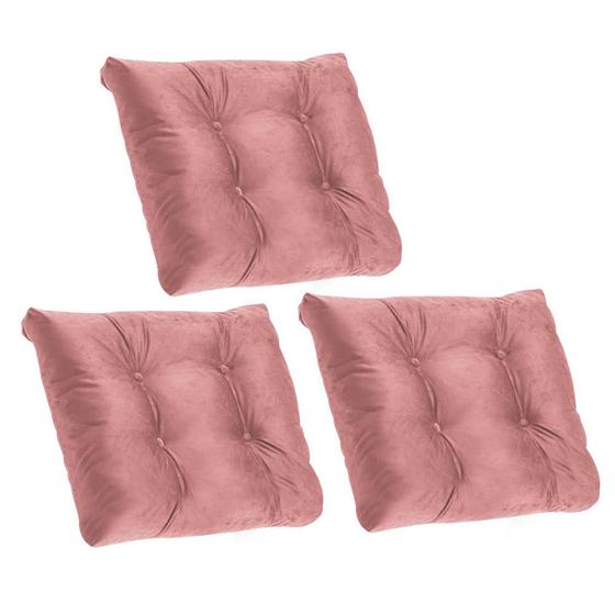 Imagem de Kit 03 Almofada Para Poltrona Costela com Enchimento Suede Rose Gold - Ahazzo Móveis