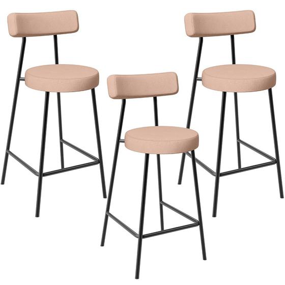 Kit 03 Banquetas Baixa Para Cozinha Sala De Jantar Bar Bancada Milão L02 Linho Rosê -LyamDecor Menor preço em Kit 03 Banquetas Baixa Para Cozinha Sala De Jantar Bar Bancada Milão L02 Linho Rosê -LyamDecor