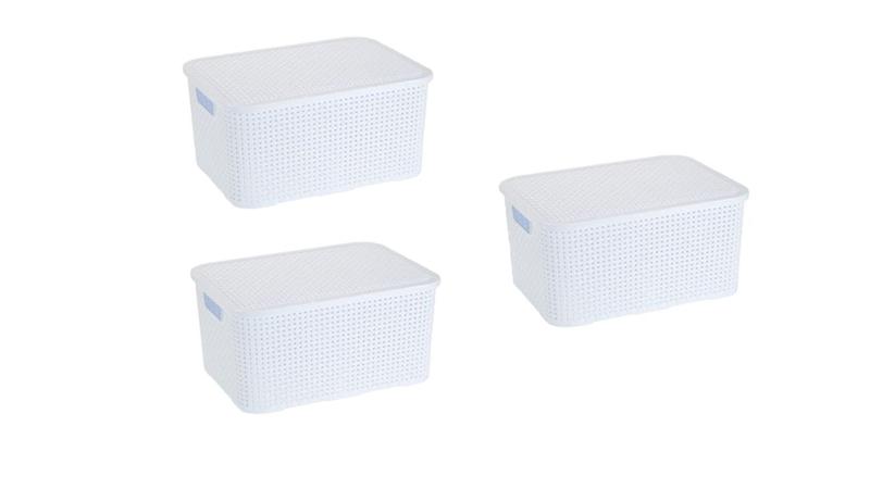 Imagem de Kit 03 Caixas Organizadoras Rattan 15 L Multiuso Decorativa