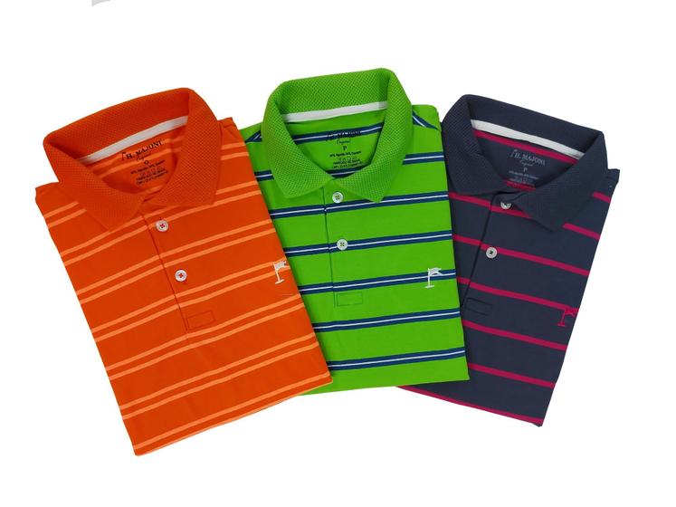 Kit 03 Camisetas Gola Polo Listradas Plus Size Menor preço em Kit 03 Camisetas Gola Polo Listradas Plus Size