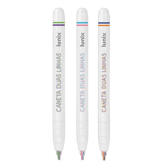 Imagem de kit 03 Canetas Duas Linhas LUNIX 2 Pontas Tilibra